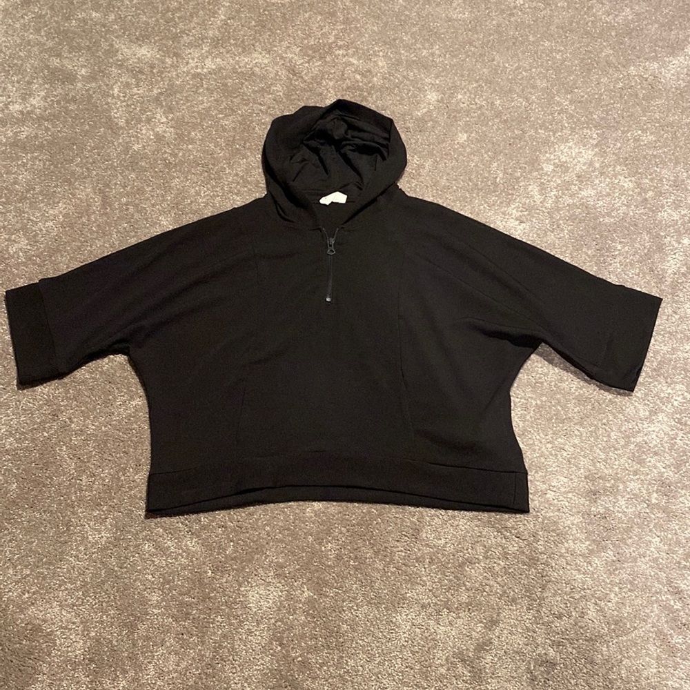 Zara Trafaluc Black Half Sleeve Quarter Zip Hoodie SIZE L